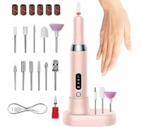 Electric Nail Drill, Rechargeable Nail Filer, Salon Machine, Adjustable Speed Professional Manicure Pedicure Set, 12 Drill Bits for Shaping Polishing Grinding Filing, Portable Cordless Kit