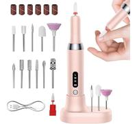 Electric Nail File Kit for Women, Cordless Adjustable Speed Nail Drill with Bits, Low Noise Rechargeable Filer Machine for Home Manicure Pedicure Art Salon Use 13.2x2.3cm