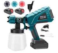 Electric Paint Gun, Battery Powered Paint Spray System for Makita 18V Lithium Battery, Paint Sprayer with 2 Batteries, 1000ml Paint Gun with 3 Nozzles for Walls, Roofs, Cabinets and Doors, ecc