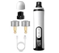 Electric Pet Nail Grinder - Dog Cat Paw Trimmer | Rechargeable Silent Grooming Tool | 3 Speeds Double LED Light Digital Power Display For Small Large Medium Puppy Kitten Home Salon 15.9x3.5x3.5cm 190g