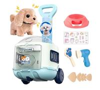 Electric Plush Pet Toy Set | Short Plush + ABS + Electronic, Stroller 20,5 x 23 x 48,5 cm | Kids Interactive Walking Cat & Golden Retriever | Outdoor Simulation Animal Toy (2 batterie AA, Color Random