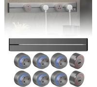 Electric Power Strip with Movable Rail, Rail Power Socket Strip with Universal Outlets, Movable Track Socket with LED Light, Wall-Mounted Power Rail for Kitchen, Office, Living Room, Study