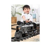 Electric Road Model Toy, Steam Locomotive Charging Train Set with Realistic Train Sound Lights And Smoke Black, Type A(EPA08)