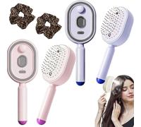 Electric Spray Air Cushion Massage Comb, 3-in-1 Detangling Steam Hair Brush with Nano Mist, Anti-Static Round Brush for Curly and Straight Hair, Portable Travel Hairbrushes (2Pcs-C)