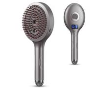 Electric Steam Brush Rechargeable Anti-static Comb Grey | Anti-static Design, Water Spray Feature, Reduces Frizz, Smooths Nourishes Hair
