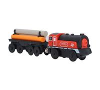 Electric Train Set Battery Powered, Wooden Train Set for Kids, Medieval Design Electric Toy Train with Customizable Track Layout, Includes Wood Sticks and Logs for Boys and Girls A