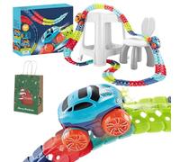 Electric Train Set Flexible Race Track, Anti Gravity Race Track with Car, Glow in The Dark Race Track Set, Luminous Tracks and Cars, Christmas Gifts Learning for Gift 3+ (46PCS)