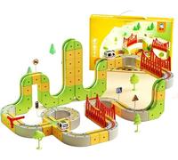 Electric Train Set Flexible Race Track, Electric Train Set, 3D Embedded Layouts Train Track Set for Kids, Gravity-Defying Motorized Car & Rail Cube Building Toy,Christmas Gifts (166pcs)