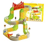 Electric Train Set Flexible Race Track for Kids 3 6 7 8, Building Toy Train Track Gravity-Defying 3D Embedded Layouts & Motorized Car, STEM Learning Gift (87Pcs)