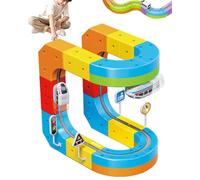 Electric Train Set Flexible Race Track for Kids, DIY Car Tracks Set, Car Track for Toddlers 3-8, Building Toy Train Track Gravity-Defying 3D Embedded Layouts & Motorized Car (55Pcs)