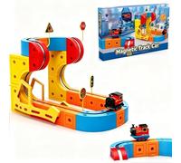 Electric Train Set Flexible Race Track for Kids, Magic Rail Cube Train Set, Building Toy Train Track Gravity-Defying 3D Embedded Layouts & Motorized Car, Gift for 3-10 Years Children (66Pcs)