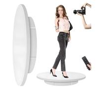 Electric Turntable, 360 Degree Rotating Turntable Display Stand, Remote Control Speed Adjustment 22~60 Seconds Turn, 220lb Capacity,(White)