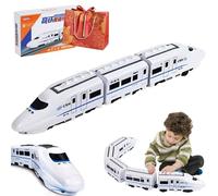Electric Universal Simulation High Speed Railway Harmony Train Toy, Train Model Educational Toys with Lights and Sounds, Freely Assembled High Speed Train Kids Toy Car (3 train cars)