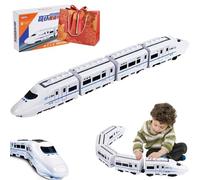 Electric Universal Simulation High Speed Railway Harmony Train Toy, Train Model Educational Toys with Lights and Sounds, Freely Assembled High Speed Train Kids Toy Car (4 train cars)
