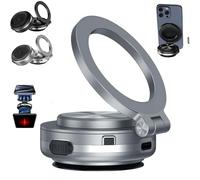Electric Vacuum Magnetic Suction Car Phone Mount, Magnetic Car Mount with Vacuum Suction, Vacuum Suction Phone Holder, 360° Rotating 270° Folding Portable Rotatable Magnetic Phone Holder (Silver)