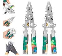 Electrical Pliers, Foldable Electric Wire Stripper Pliers, Folding Stylus Screwdriver Wire Stripper, Insulated Multitool with Voltage Test for Electricians (2 Pcs)