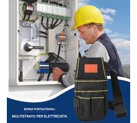 Electrician Tool Bag - 10.24 Inch Waterproof Oxford Fabric | Multi-Layer Organizer Pouch - Compact storage for construction auto repair woodworking electricians