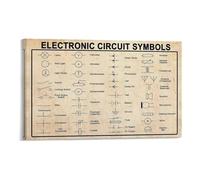 Electrician's Knowledge Blueprint Art - Vintage Electrical Wiring Chart Canvas Print, Industrial Decor for Man Cave, Garage, Tech Office (Unframed,12x18inch(30x45cm))