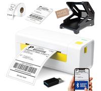 ElectriQ Spirit Stampante termica Bluetooth per etichette per piccole imprese. Include porta carta, etichette 4x6, adesivi rotondi da 2 pollici, USB C ed e-book. Compatibile con Android, iOS, Windows,