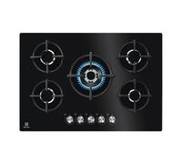 Electrolux Piano Cottura 5 Fuochi a Gas 74 cm (1 Bruciatore Wok) in Vetro colore Nero - KGG75372K