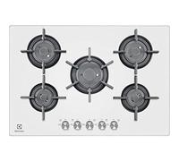 ELECTROLUX PIANO COTTURA A GAS PVF750UOB 5 FUOCHI 75CM DESIGN CRISTALLO BIANCO