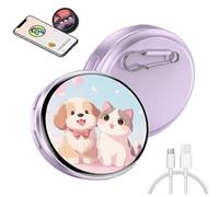 Electronic Badge Digital Display Pin, Magnetic Cute Pin, Touchscreen Lightweight 500mAh, Badges Button with Videos/Photos Display, for Backpack (Purple)