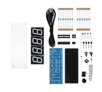 Electronic DIY Kit Clock 4Digit DIY Digital LED Clock Kit Auto Display Time Temperature Date with Alarm Timer Function for Electronics Enthusiasts ABS Blue Green White Red (White)