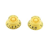 Electrónica Baile Set di 2 bottoni color crema tipo Skirted o Bell per chitarra o potenziometri americani con misure imperiali Knurled Shaft