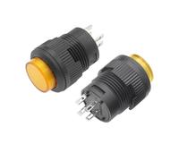 ElectronicSwitch 1PC 16MM Momentary Push Button Switch With Yellow LED lighting 4Pin R16-503