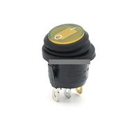 ElectronicSwitch 1Pcs KCD1 Circular Waterproof Rocker Switch 3Pin ON/OFF With Yellow Lighting Power AC 12V-24V