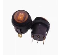 ElectronicSwitch 1pcs ON OFF Round Yellow Light 3Pin Rocker Switch 6A 10A 250V 125V