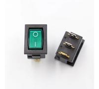 ElectronicSwitch 5Pcs boat switch KCD1-103 3feet 2 files with green lights 220V Rocker power switch 15 * 21MM 3pin With light