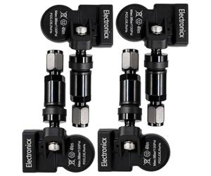 Electronicx 4 sensori TPMS compatibili con Mahindra Thar 2014-2024 preprogrammati 433MHz TPMS sensore di pressione degli pneumatici valvola in metallo nero set da 4 per cerchioni in alluminio
