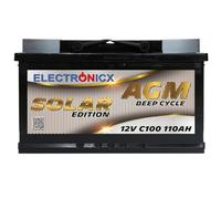 Electronicx AGM batteria di alimentazione Solar Edition 12V 110Ah / 110 Ah - batteria solare deep cycle - senza manutenzione & sigillata - 315×175×190 mm - ideale per camper, barca, yacht