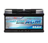 Electronicx Batteria Auto AGM 95Ah 12V - batteria di avviamento Start-Stop 950A EN, esente da manutenzione, sigillata, resistente alle vibrazioni, batteria ad alte prestazioni per auto, 95 Ah, robusta