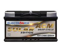 Electronicx Batteria di alimentazione AGM 120Ah 12V - Deep Cycle Solar Edition - Batteria solare 12V C100 - 353x175x190mm - senza manutenzione - per camper, barca, fotovoltaico 120 Ah