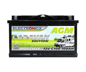 Electronicx batteria di alimentazione AGM Caravan 12V 100Ah / 100 Ah deep cycle sigillata senza manutenzione, polo positivo a destra - batteria per camper, roulotte, impianto solare 278×175×190mm