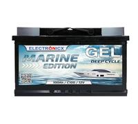 Electronicx Batteria di alimentazione GEL 12V / C100 / 100Ah - Batteria GEL 100 Ah per camper, barca, caravan, van e tempo libero - Edizione Marine 278×175×190 mm, carica, polo positivo a destra