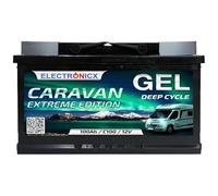 Electronicx CARAVAN EXTREME EDITION 100Ah / C100 / 12V Batteria di alimentazione GEL - 100 Ah - Batteria 12 Volt camper, van, barca, nautica- senza manutenzione & robusta - 278×175×190 mm
