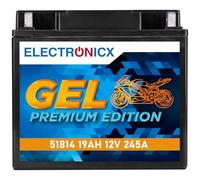 Electronicx GEL 51814 Batteria Moto 12V 19Ah 245A - Starter gel sigillato, senza manutenzione, a prova di perdite e resistente alle vibrazioni - per moto, scooter, quad, ATV, jetski e motoslitte