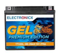 Electronicx GEL YTX20L-BS Batteria Moto 12V 20Ah 270A - Starter compatto, sigillato e senza manutenzione - Resistente alle vibrazioni, pronta all’uso - per moto, scooter, quad, ATV e motoslitte