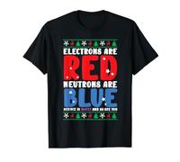 Electrons Neutrons Science Is Sweet Christmas Scientist Maglietta con Stampa Grafica Economica, Uomo, Nero, XL