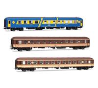 Electrotren HE4035 RENFE, pack da 3 unità'Costa Brava', carrozza ristorante blu + 2 carrozze cuccette in livrea'Estrella', ep; iV Carrozze passeggeri