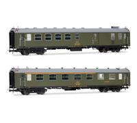 Electrotren HE4037 RENFE, set 2 unità 5000 pullman, bagaglio BBD4 + barra AAR, soffietto vecchio, livrea verde oliva, ep. IV