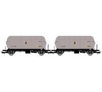 Electrotren HE6073 RENFE, 2-unit pack, PR gas tank wagons, Butano S.A. silver-bl