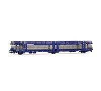 Electrotren HE6100 HO Gauge Model Wagon - Transfesa, trasportatore auto 3 assi, Laeks 63C Hispanauto modernizzato, blu, ep. VI