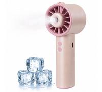 ElecTrust Ventilatore Portatile a Mano con nebbia d’acqua e batteria ricaricabile USB, 3 velocità, Nebulizzatore Mini Ventilatore con Acqua, Piccolo Ventilatore per Ufficio Viaggio Campeggio, Rosa