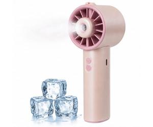 ElecTrust Ventilatore Portatile a Mano con nebbia d’acqua e batteria ricaricabile USB, 3 velocità, Nebulizzatore Mini Ventilatore con Acqua, Piccolo Ventilatore per Ufficio Viaggio Campeggio, Rosa
