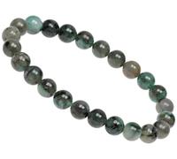 ELEDORO Bracciale con smeraldo da 8 mm - Braccialetto elasticizzato fatto a | Piccolo marchio tedesco di gioielli ELEDORO: realizzato a mano, perle da 8 mm, 19 cm, per polsi da 17-18 cm