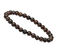 ELEDORO Bracciale elasticizzato in vere perle di pietre preziose (6 mm) - Bracciale di perle per un'eleganza elegante, flexible Gesamtlänge ca. 19cm, Gemma, Bronzite